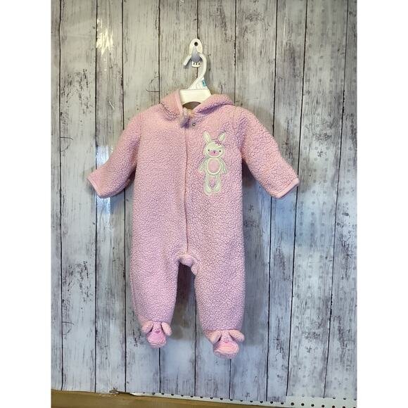 Chickpea Infant Pink Rabbit Sherpa Footie Onesie 3–6 Months - Picture 1 of 3